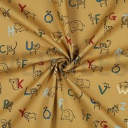 POPLIN GOTS ANIMAL ALPHABETH MUSTARD (thumbnail) #2