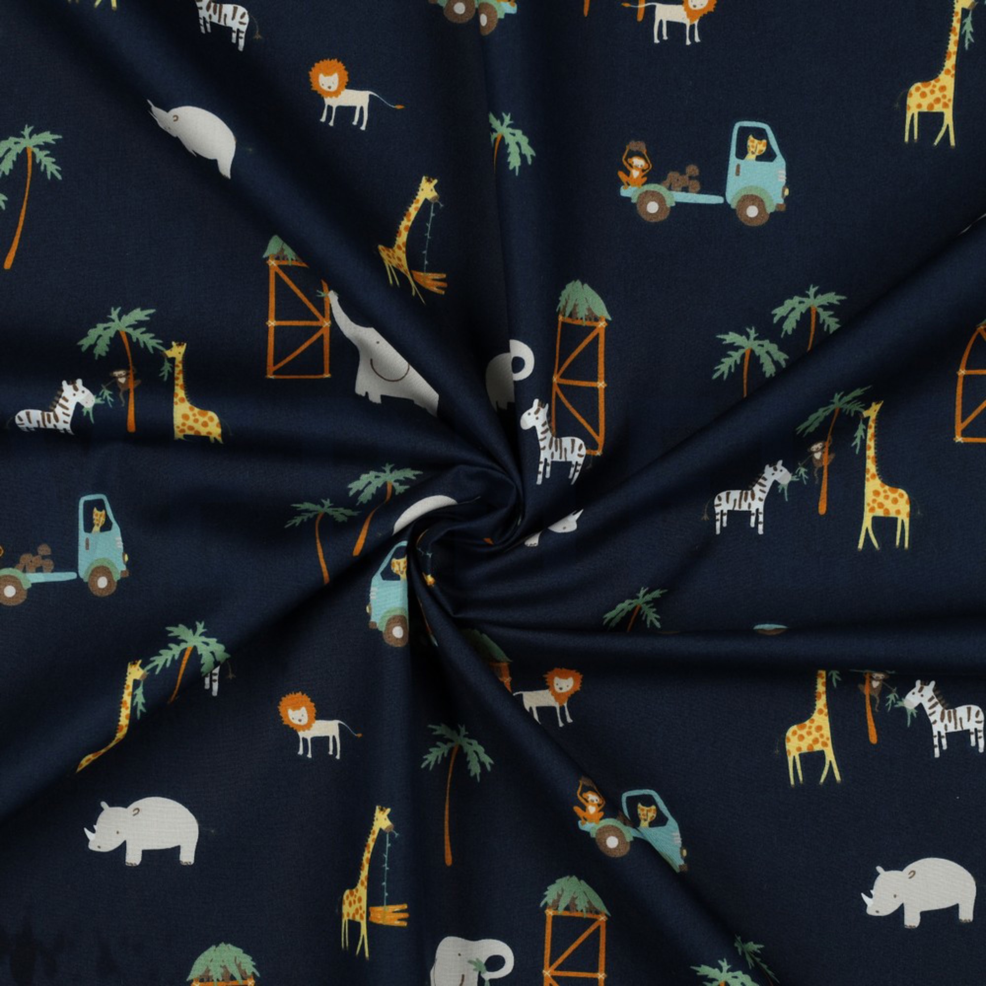 FINE POPLIN SAFARI ANIMALS NAVY (high resolution) #2