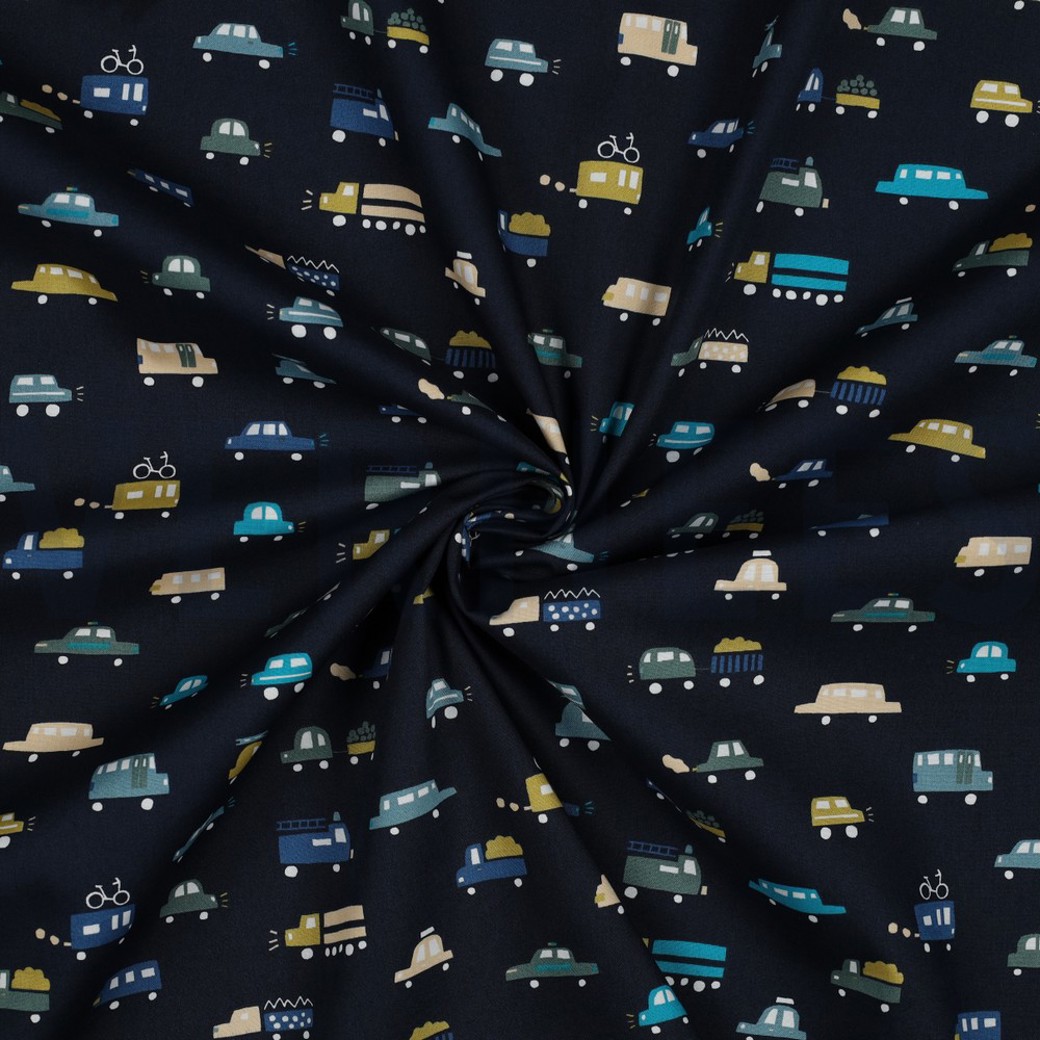 FINE POPLIN CARS NAVY #2
