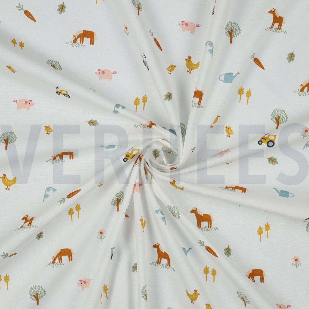 FINE POPLIN FARM LIFE WHITE #2