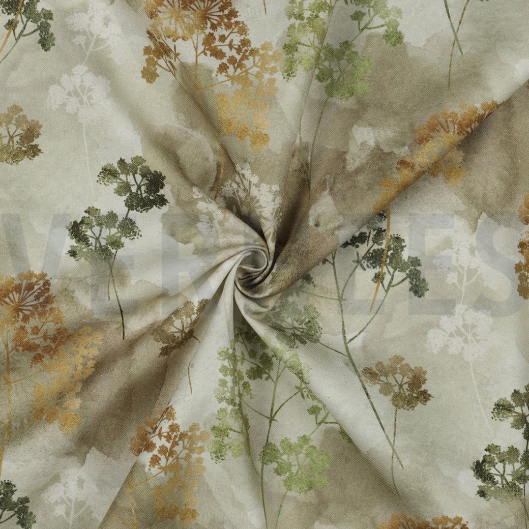 CANVAS DIGITAL FLOWERS LIGHT MOSS GREEN #2