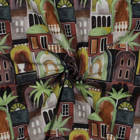 CANVAS DIGITAL TROPICAL COTTAGES BRICK #7