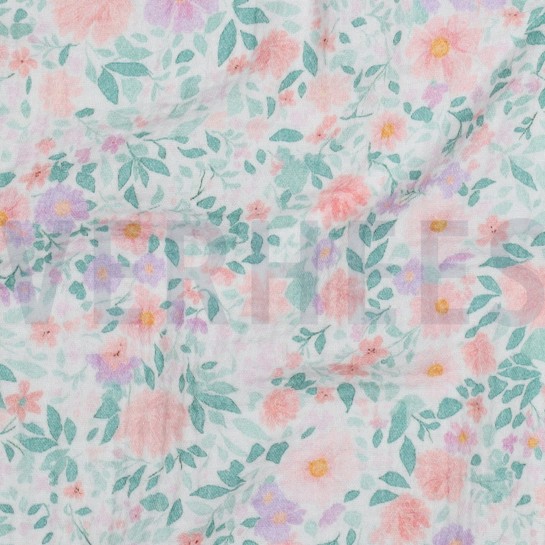 MUSSELIN DIGITAL BLUMEN WEISS #7