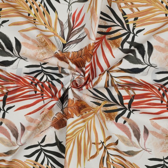 CANVAS DIGITAAL TROPISCHE BLADEREN ECRU #7