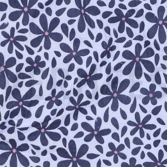 MUSSELIN BLUMEN JEANSBLAU #7
