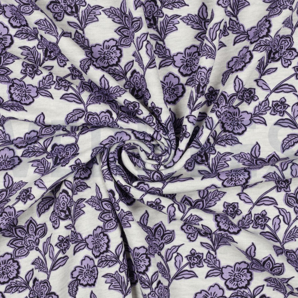 SWEAT MELANGE FLOWERS ECRU MELANGE-PURPLE #2