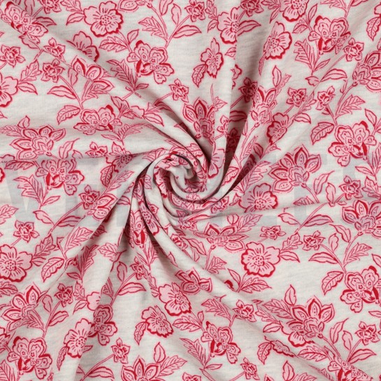 SWEAT MELANGE FLEURS ÉCRU MÉLANGÉ / ROSE #7