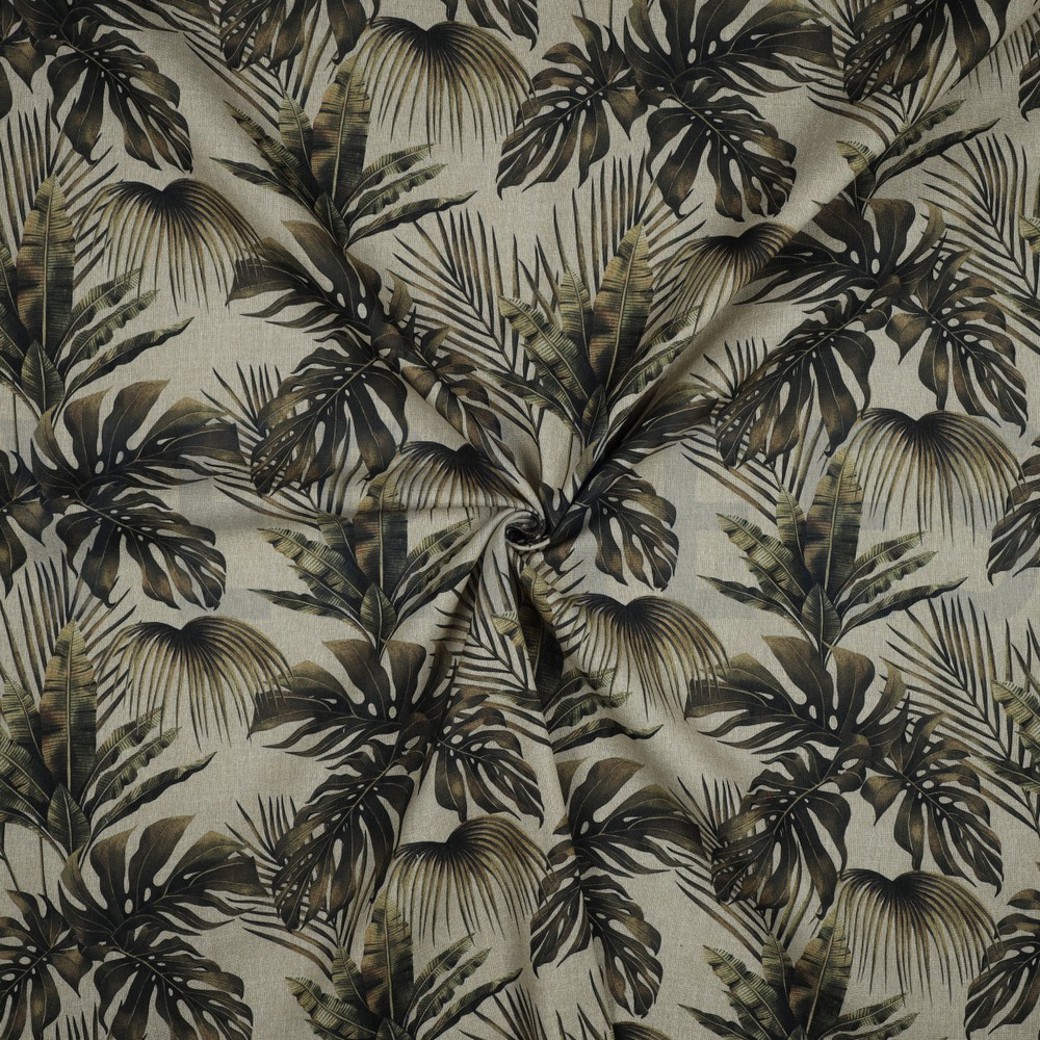 CANVAS DIGITAL TROPICAL LEAVES LINEN #2