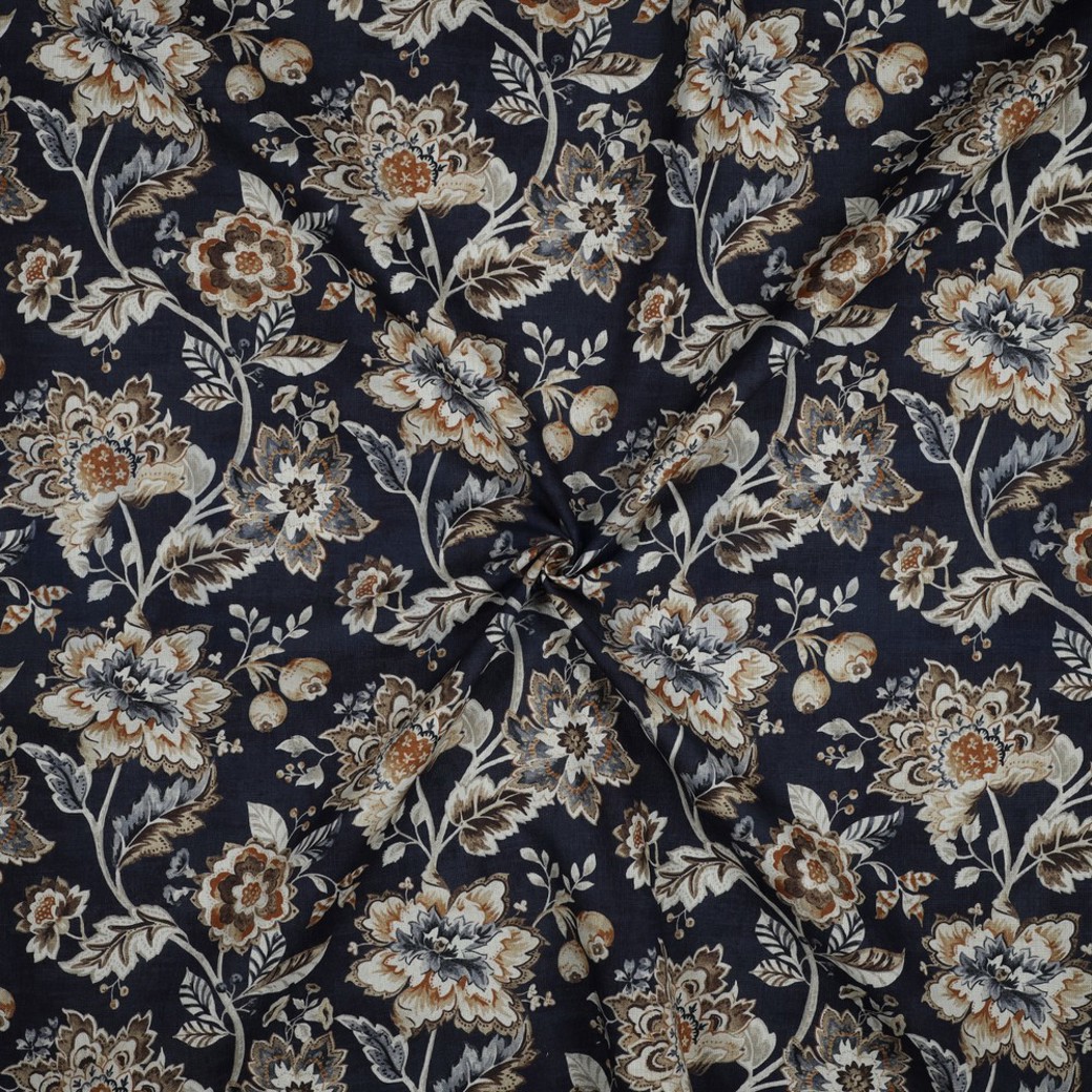 CANVAS DIGITAL FLOWERS NAVY #2