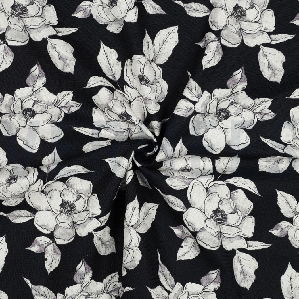 CANVAS DIGITAL FLOWERS BLACK #2