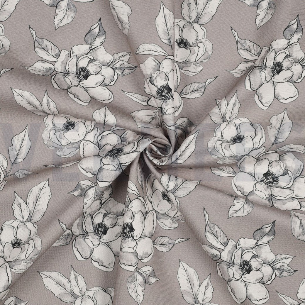 CANVAS DIGITAL FLOWERS TAUPE #2