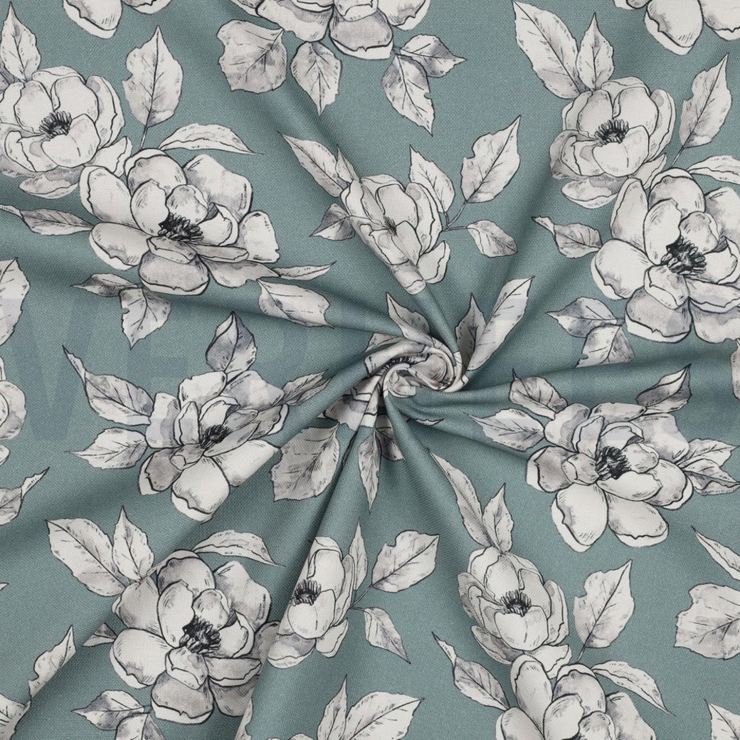 CANVAS DIGITAL FLOWERS DARK MINT #2
