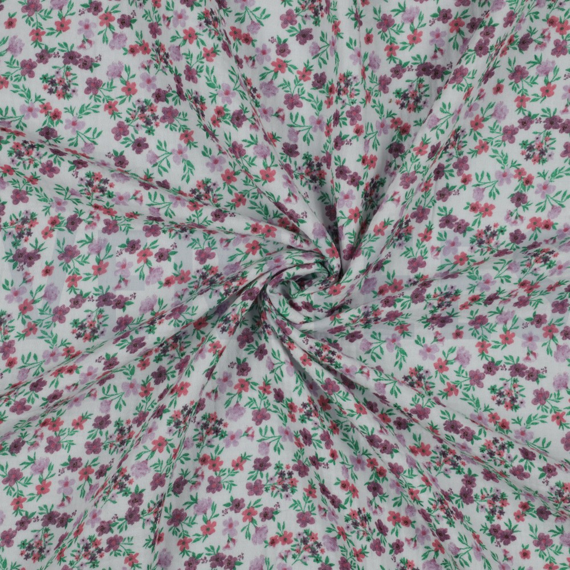 DOUBLE GAUZE GOTS DIGITAL FLOWERS WHITE / GRAPE (high resolution) #2