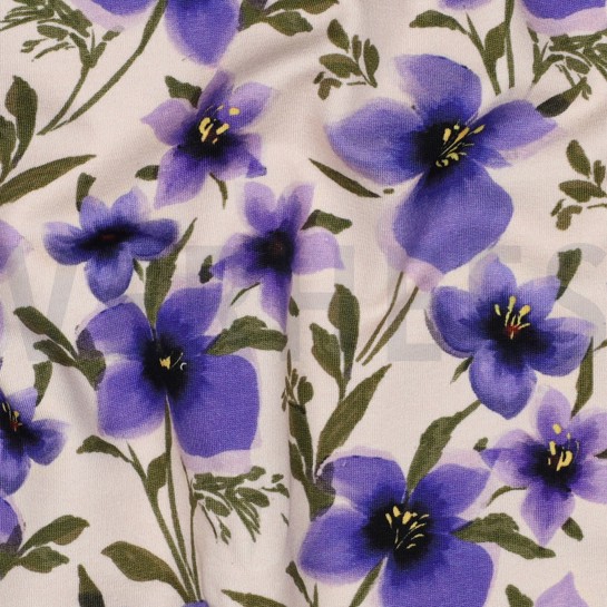 FRENCH TERRY DIGITAL FLOWERS OFF-WHITE #7