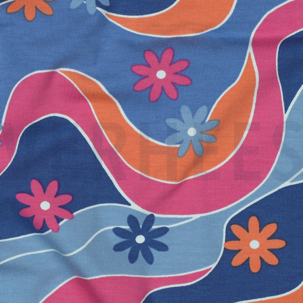 JERSEY FLOWERS BLUE #2