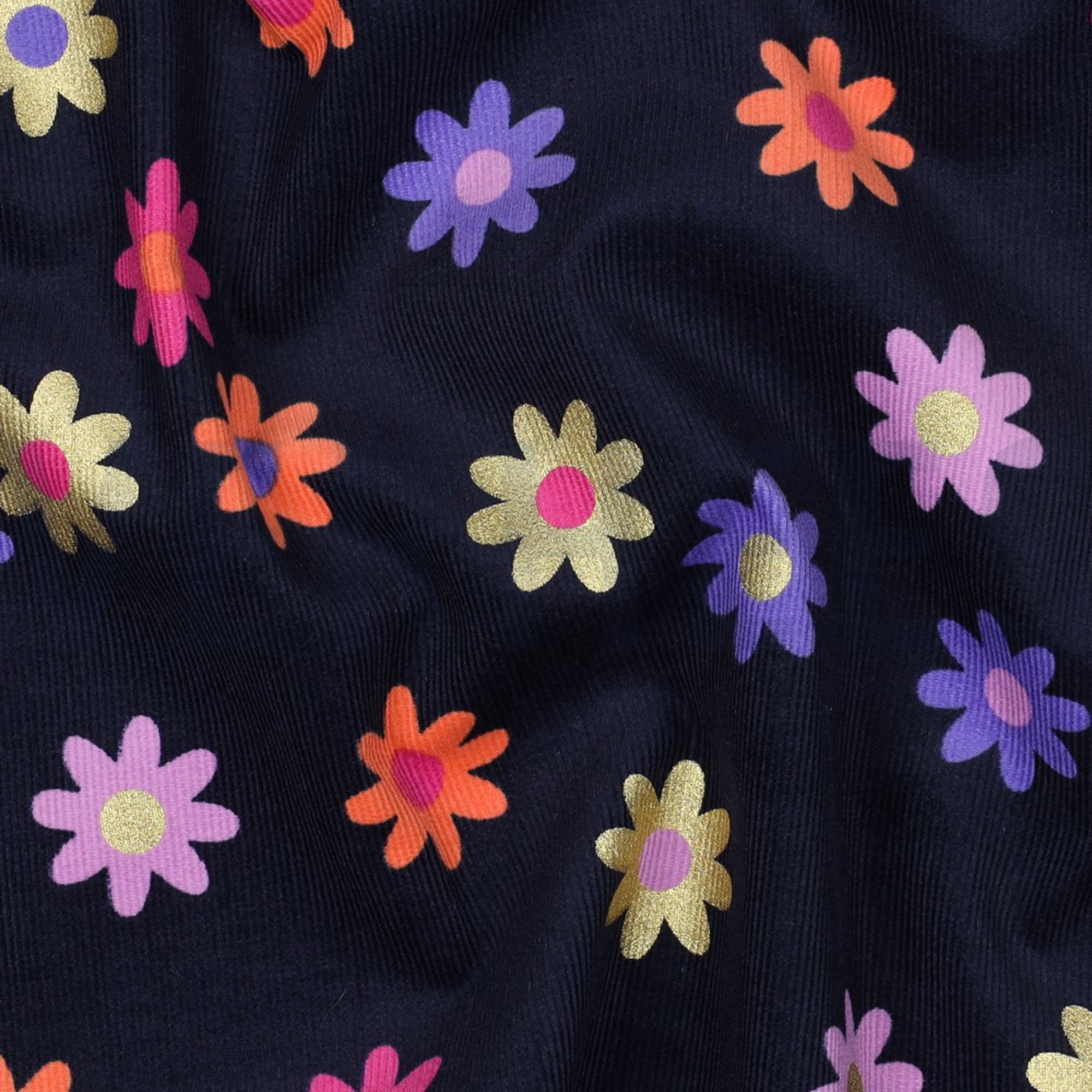 BABYCORD FOIL FLOWERS NAVY (high resolution) #2