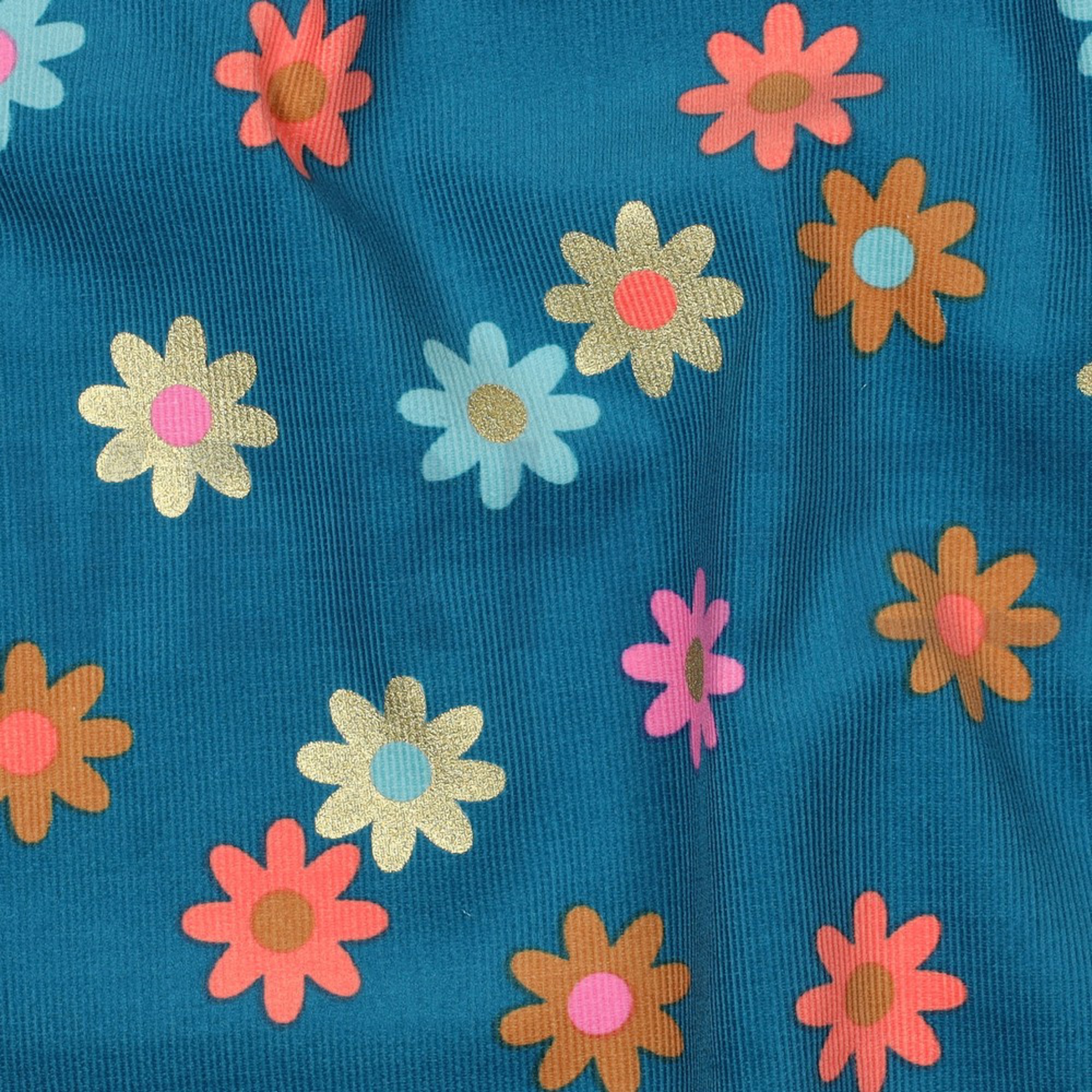 BABYCORD FOIL FLOWERS PETROL (high resolution) #2