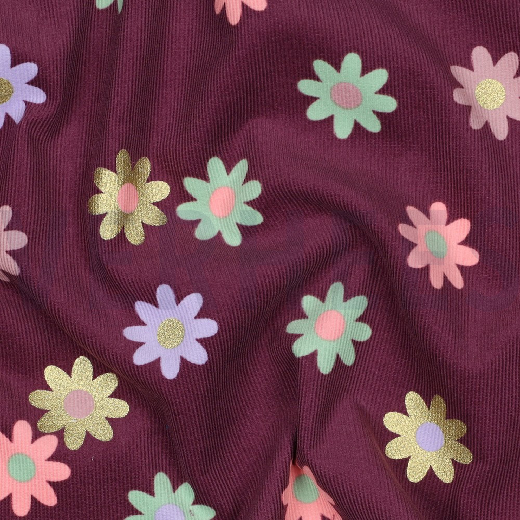 BABYCORD FOIL FLOWERS BORDEAUX (high resolution) #2