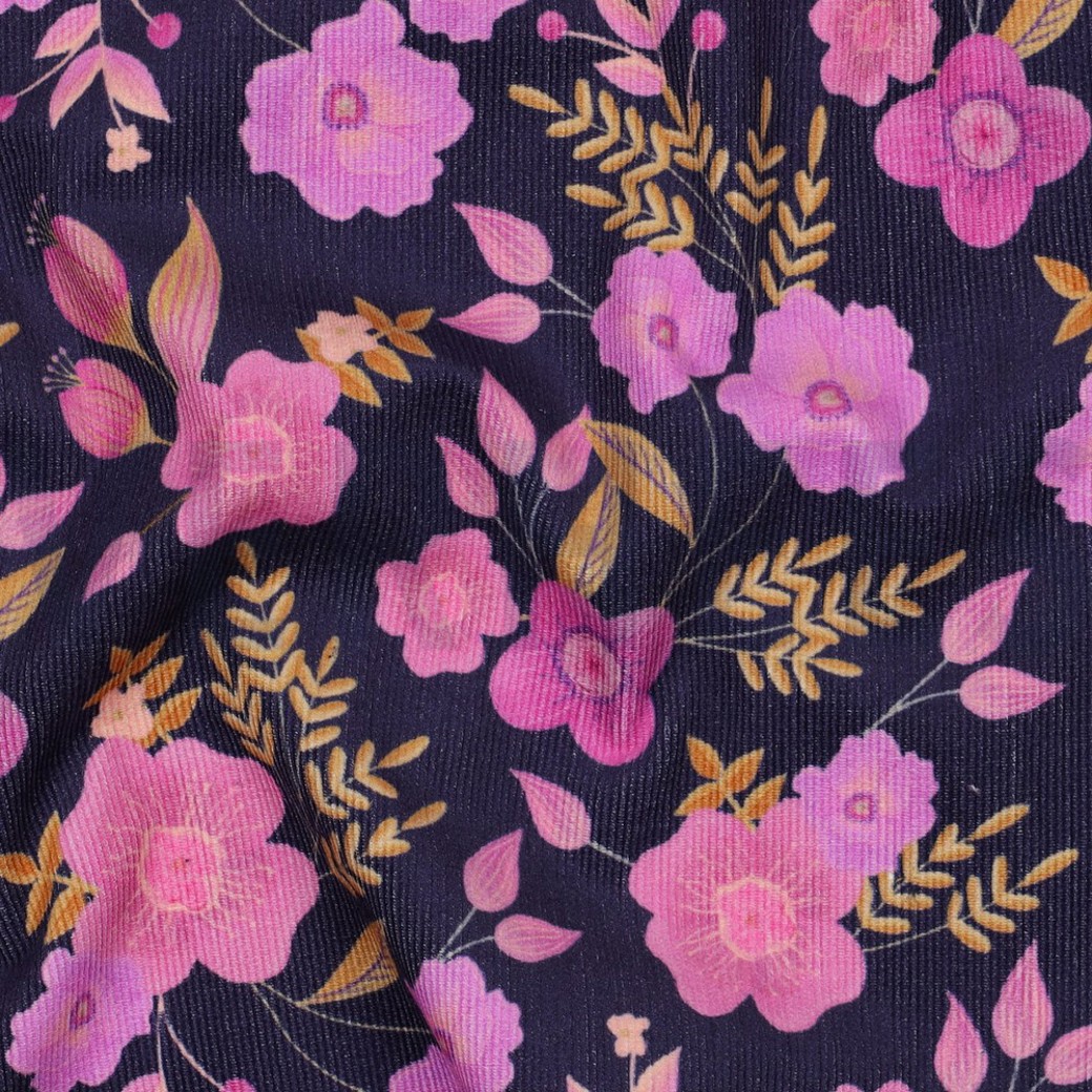 BABYCORD DIGITAL FLOWERS NAVY #2