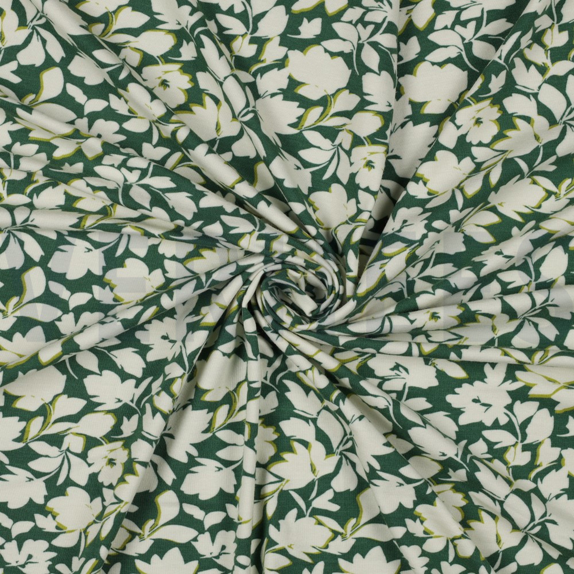 BAMBOO COTTON JERSEY FLOWERS EMERALD (high resolution) #2