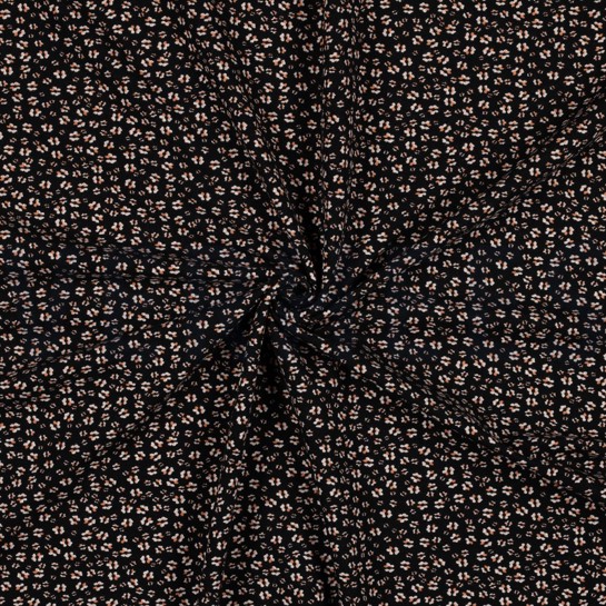 BAMBOO COTTON JERSEY FLOWERS BLACK #7
