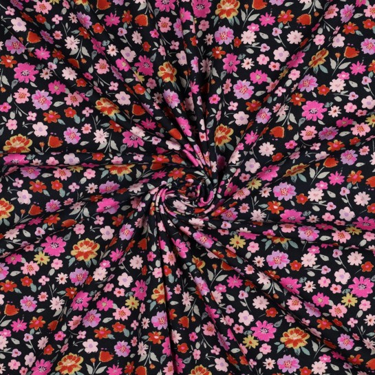 JERSEY GOTS DIGITAL BLUMEN MARINEBLAU #7