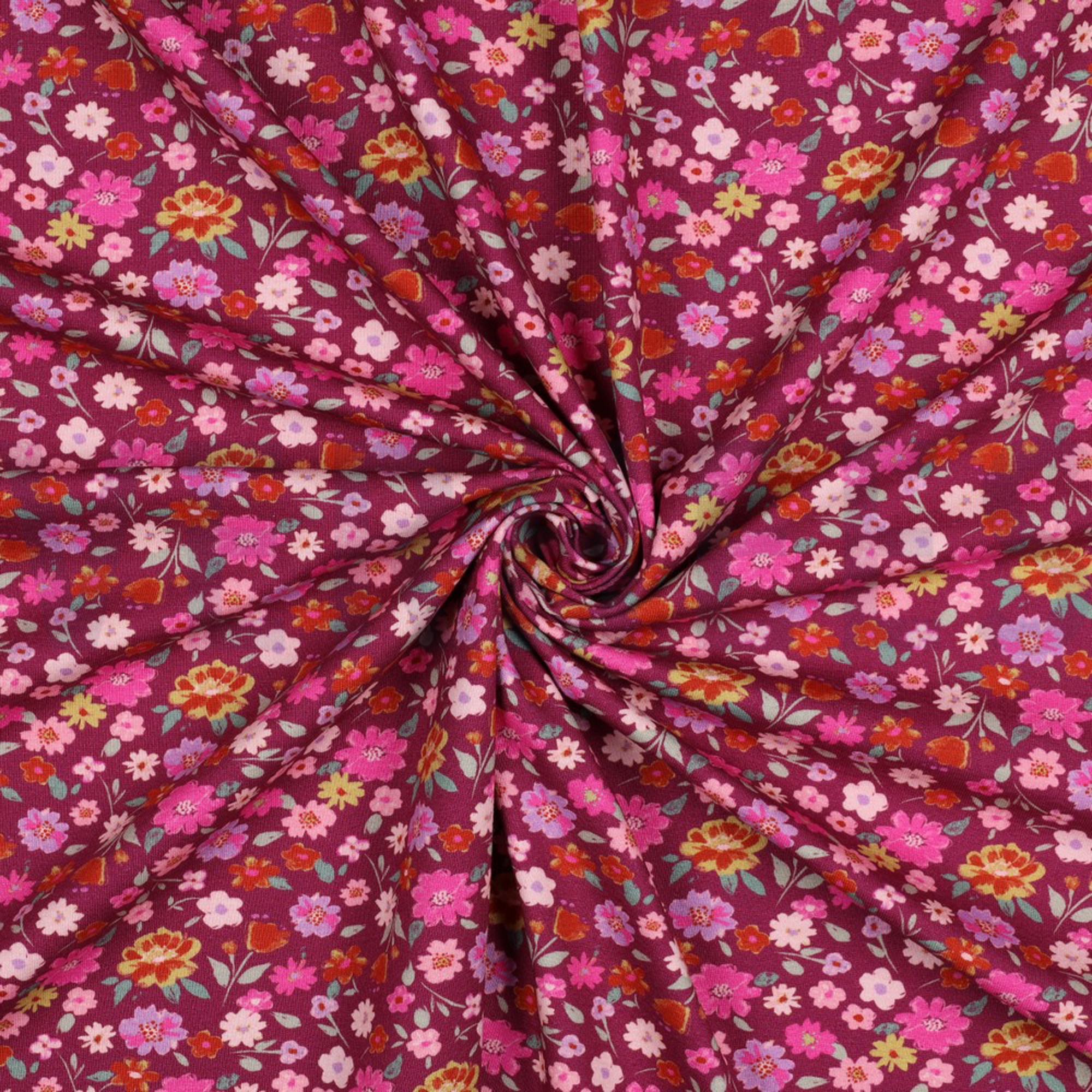 JERSEY GOTS DIGITAL FLOWERS CERISE (high resolution) #2