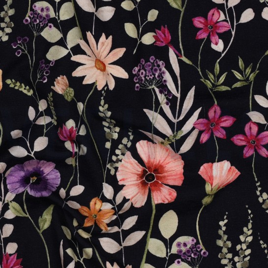 JERSEY DIGITAL FLOWERS NAVY #7