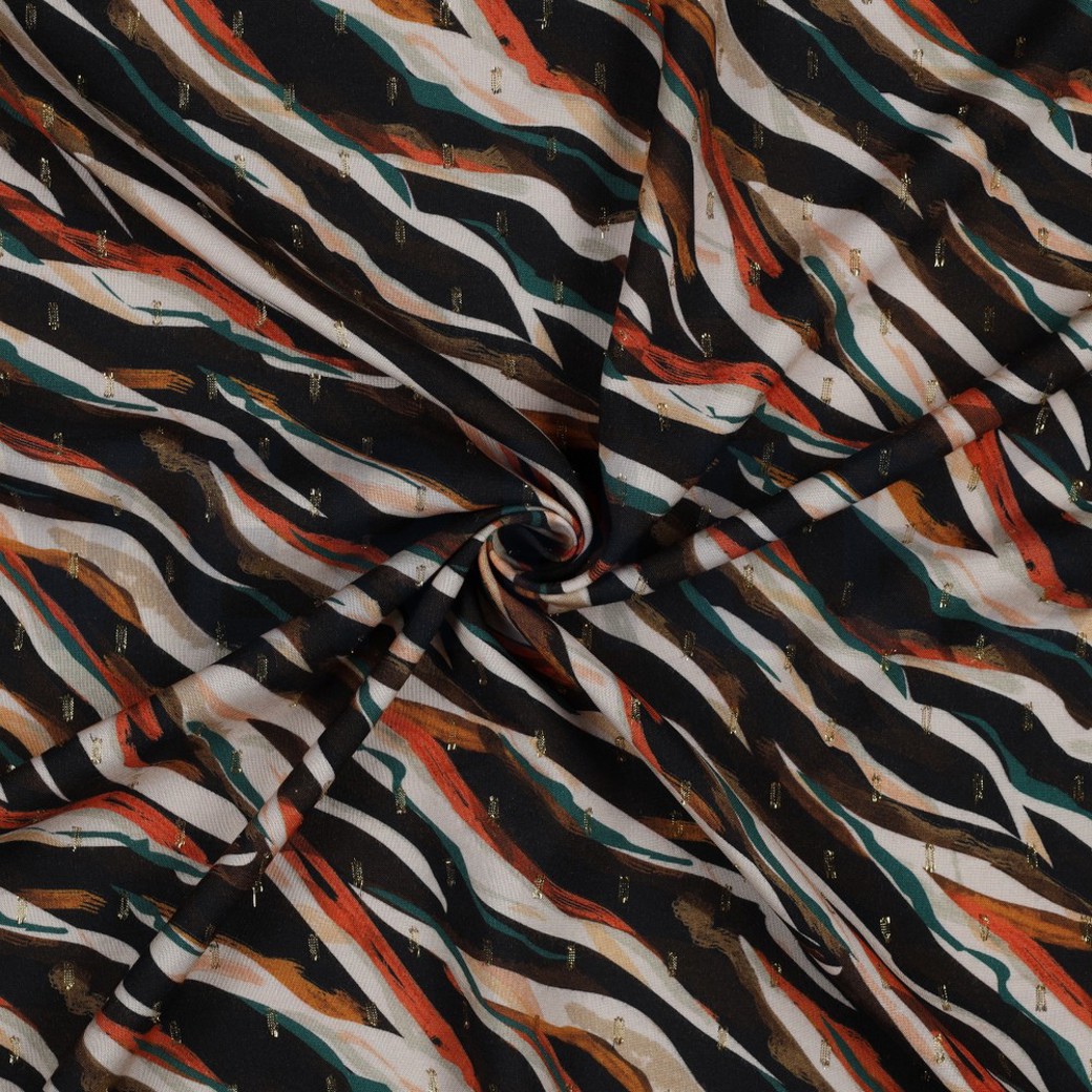 VISCOSE LUREX DIGITAL ANIMAL SKIN BLACK / ORANGE #2