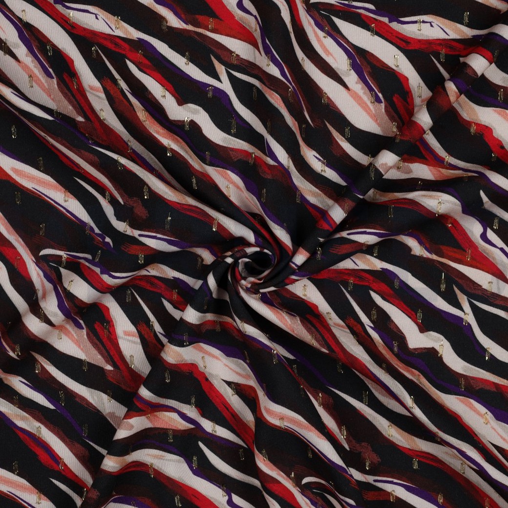 VISCOSE LUREX DIGITAL ANIMAL SKIN BLACK / PURPLE #2