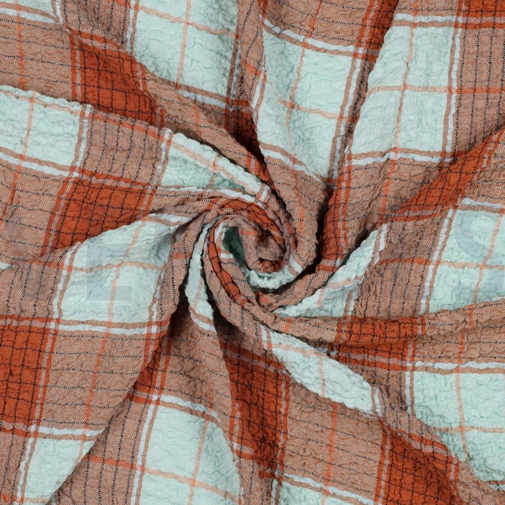 VISCOSE CRINKLE CHECK MINT #2