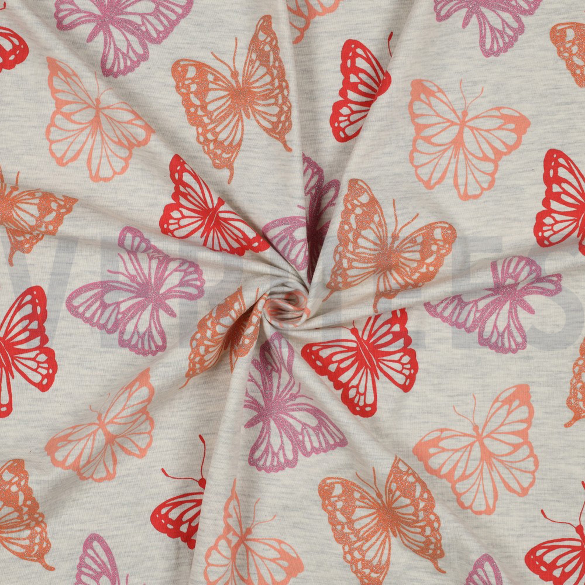 JERSEY MELANGE GLITTER BUTTERFLIES ECRU MELANGE (high resolution) #2