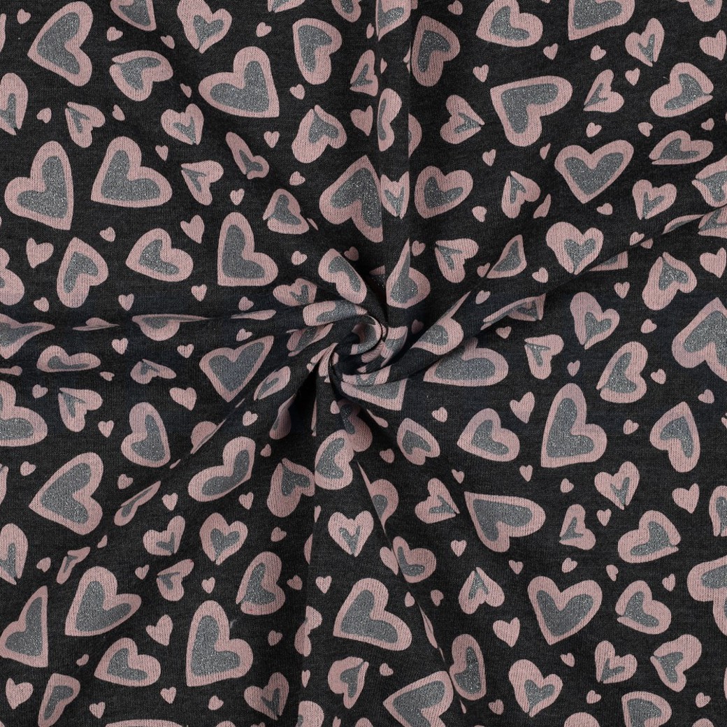 SWEAT MELANGE GLITTER LEOPARD HEARTS ANTHRACITE MELANGE #2