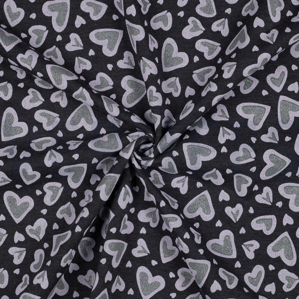 SWEAT MELANGE GLITTER LEOPARD HEARTS INDIGO MELANGE #2