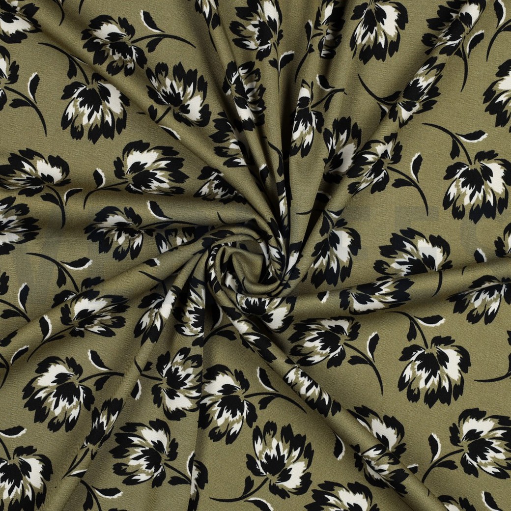 ROSELLA STRETCH FLOWERS OLIVE #2