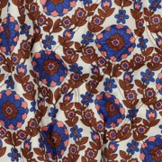COTTON VOILE STEPPED FLOWERS CARAMEL / COBALT (thumbnail) #2