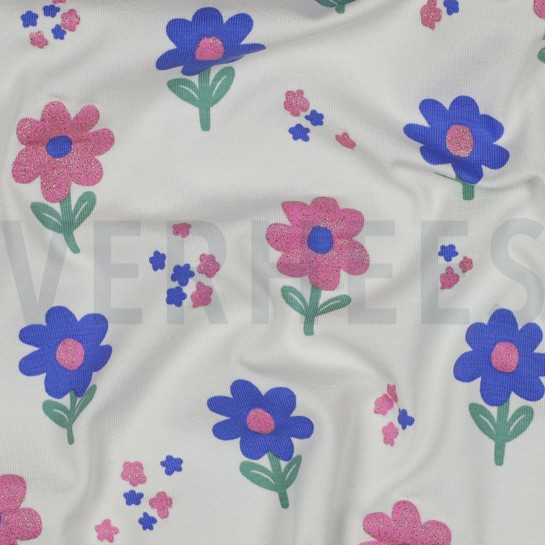 JERSEY GLITTER FLOWERS OFF-WHITE #7