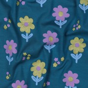 JERSEY GLITTER FLOWERS PETROL (thumbnail) #2