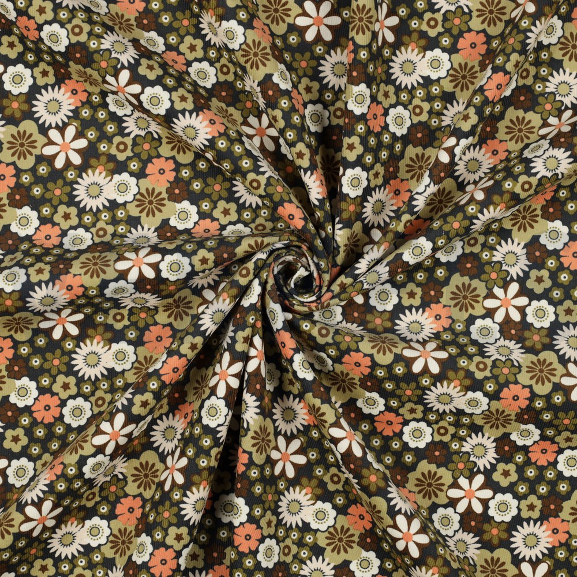 BABYCORD FLOWERS ARMY GREEN (high resolution) #2