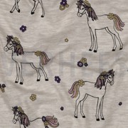 JERSEY MELANGE GLITTER HORSES LIGHT SAND (thumbnail) #2