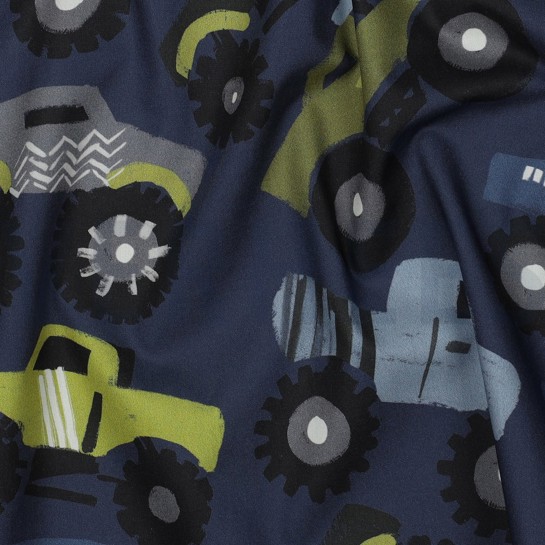 FINE POPLIN DIGITAL MONSTERTRUCKS NAVY #7