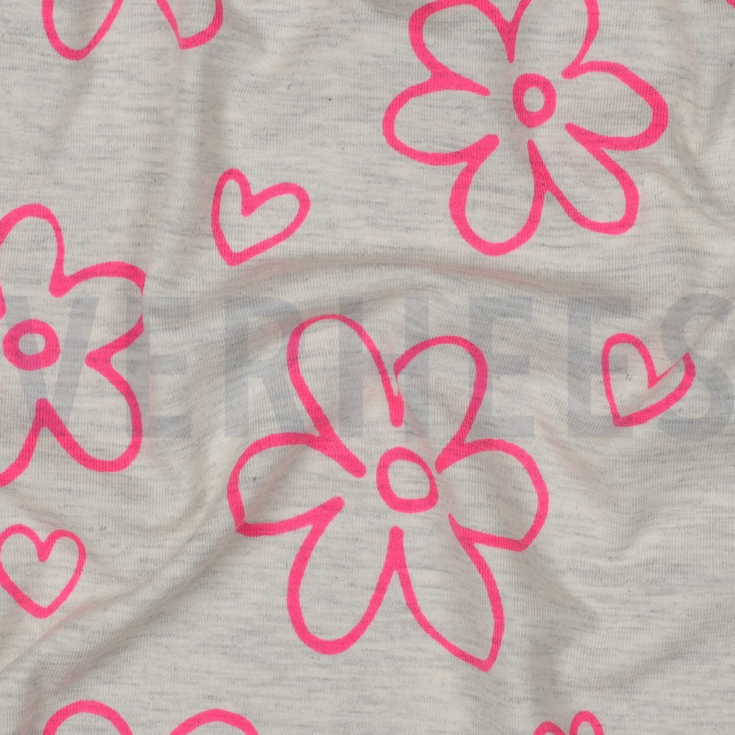 JERSEY MELANGE NEON FLOWERS ECRU #2