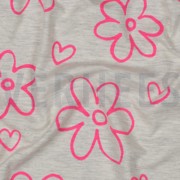 JERSEY MELANGE NEON FLOWERS ECRU (thumbnail) #2