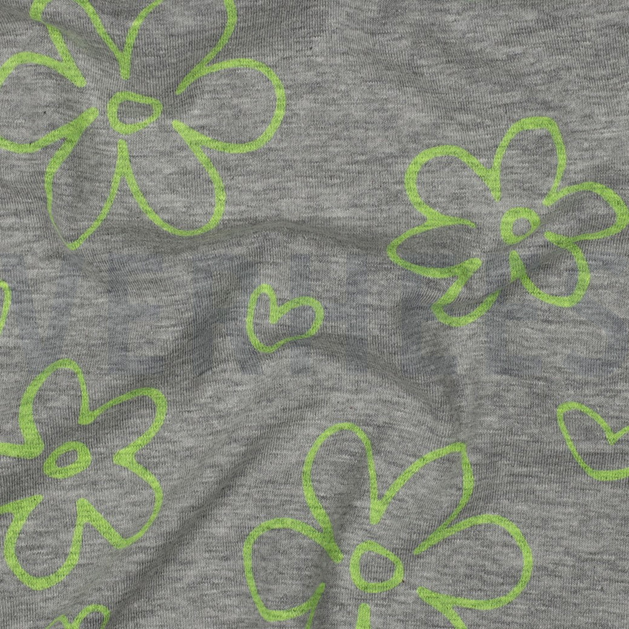 JERSEY MELANGE NEON FLOWERS LIGHT GREY (high resolution) #2