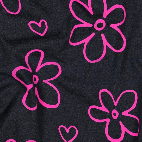 JERSEY MELANGE NEON FLOWERS NAVY #7