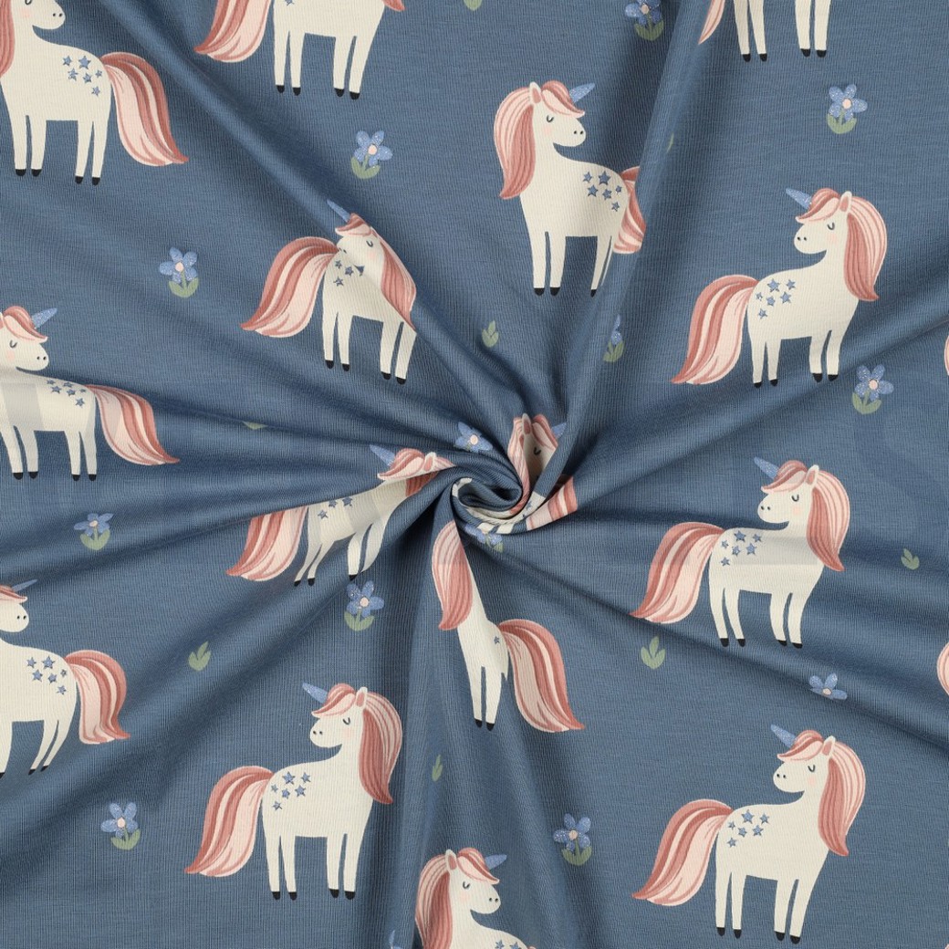 JERSEY GLITTER UNICORNS BLUE #2