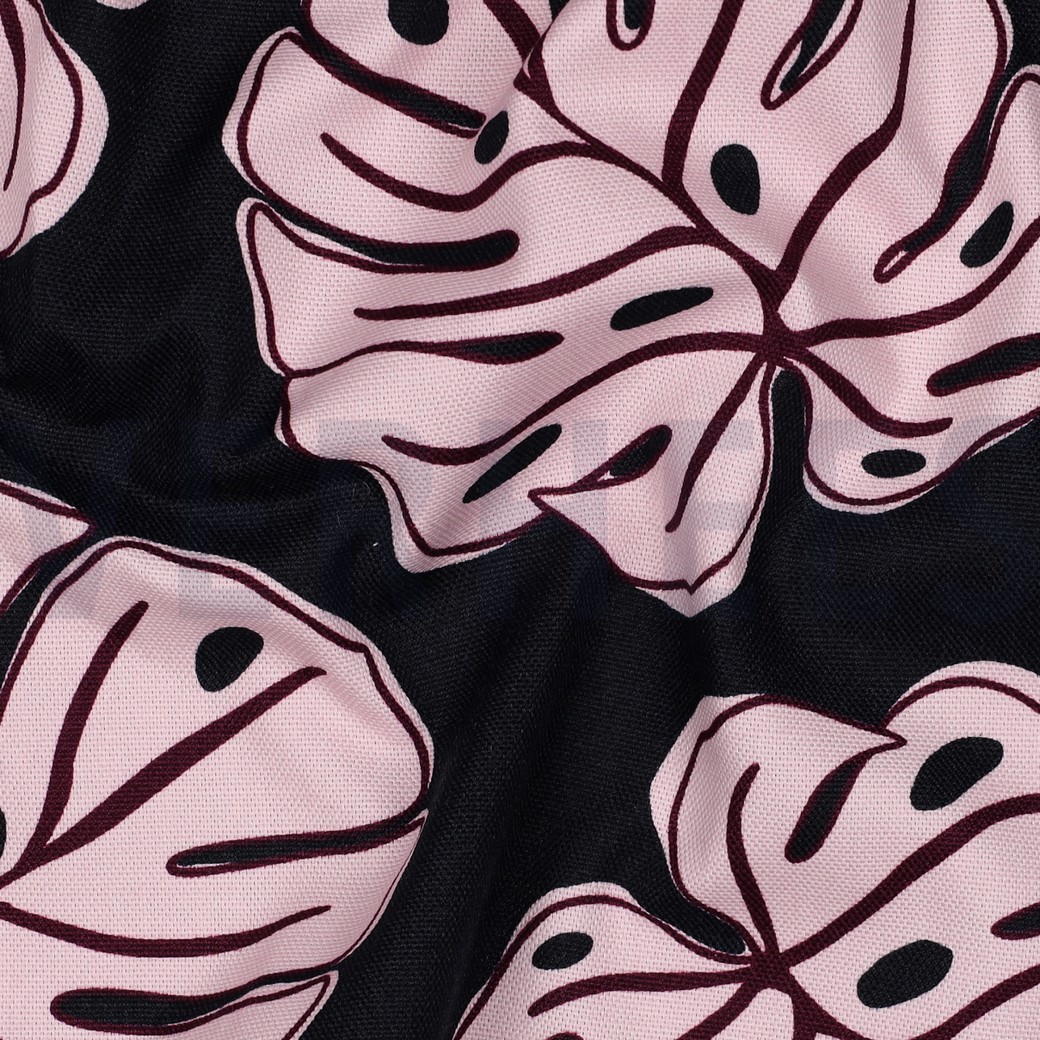 CANVAS MONSTERA LEAVES NAVY #2