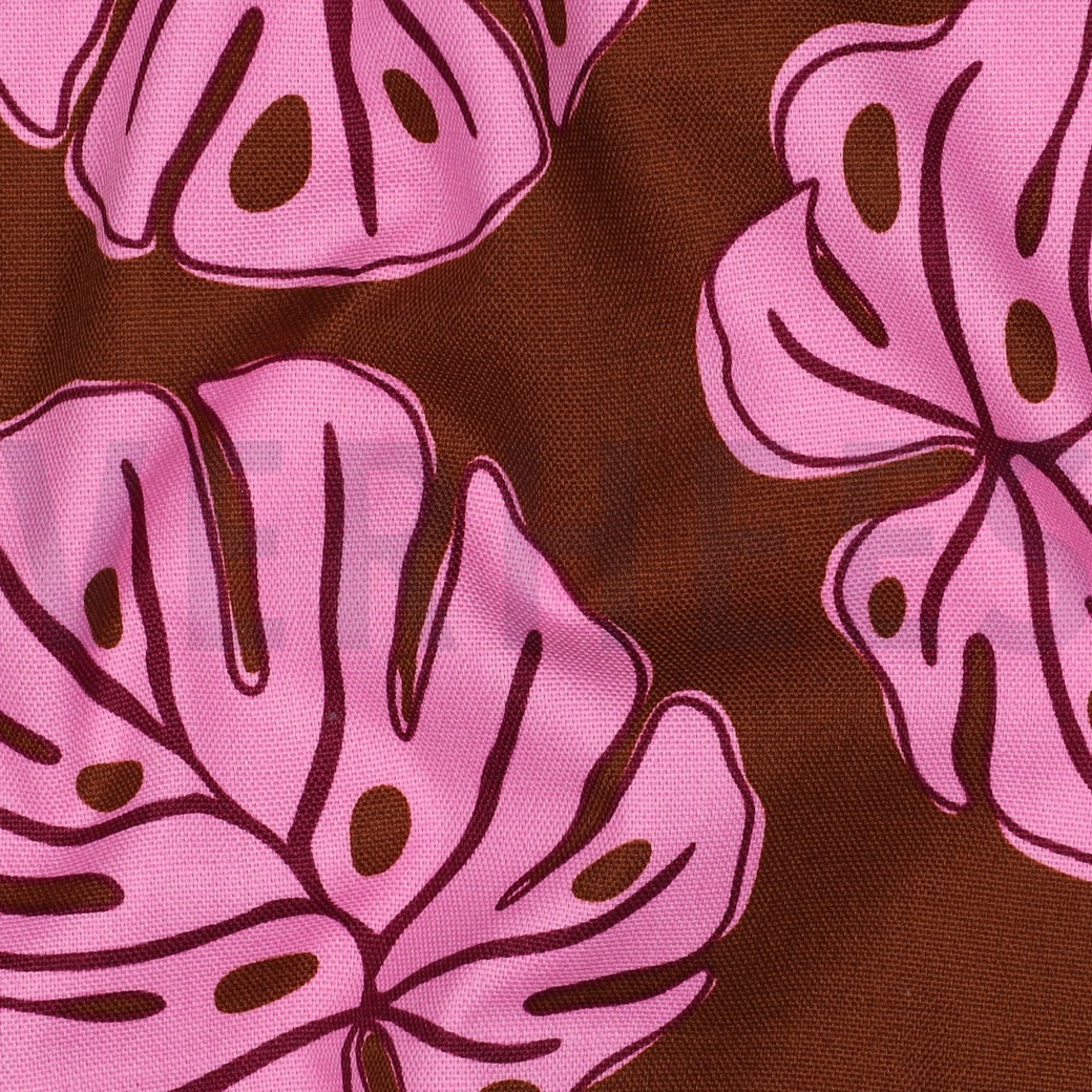 CANVAS MONSTERA LEAVES BROWN #2