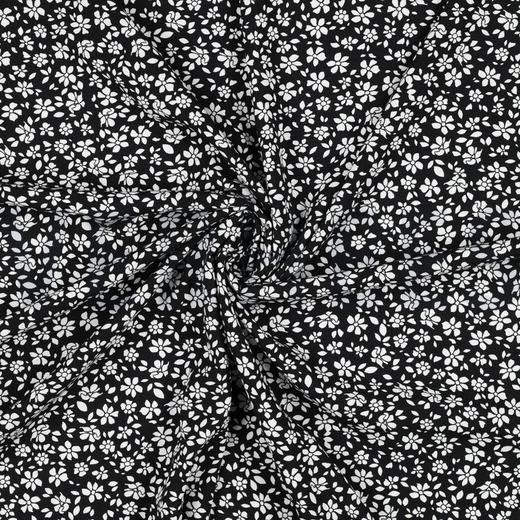 VISCOSE POPLIN STRETCH SMALL FLOWERS BLACK #2