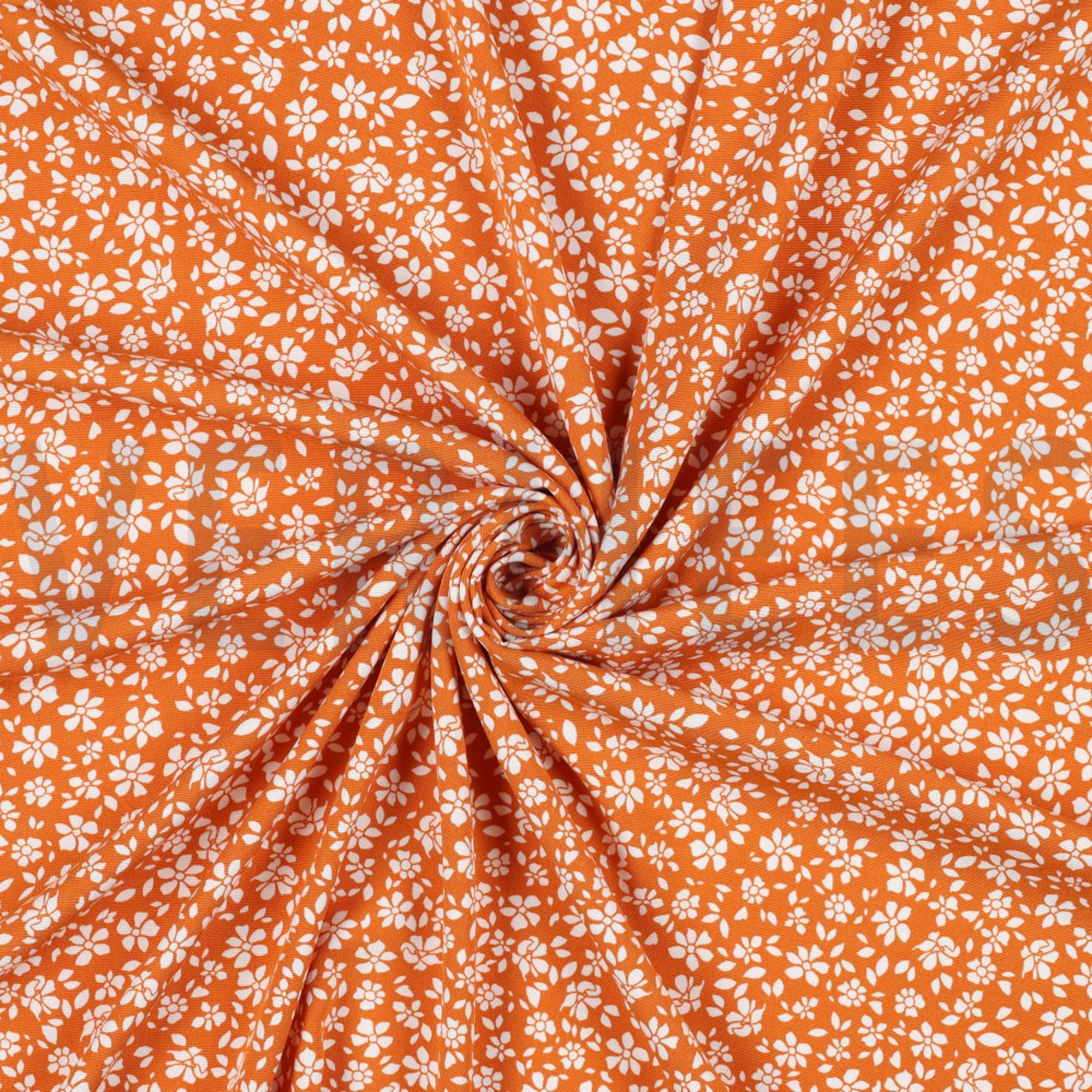 VISCOSE POPLIN STRETCH SMALL FLOWERS ORANGE (high resolution) #2